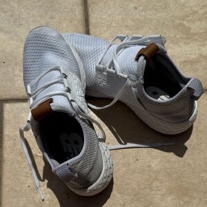 New Balance White and Brown Sneakers with Knit Upper